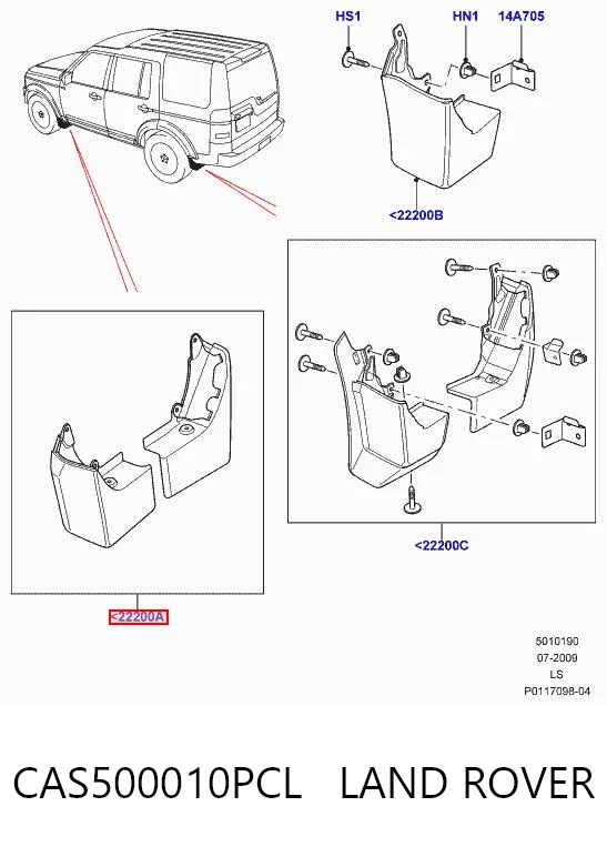 CAS500010PCL Land Rover Juego de faldillas delanteras