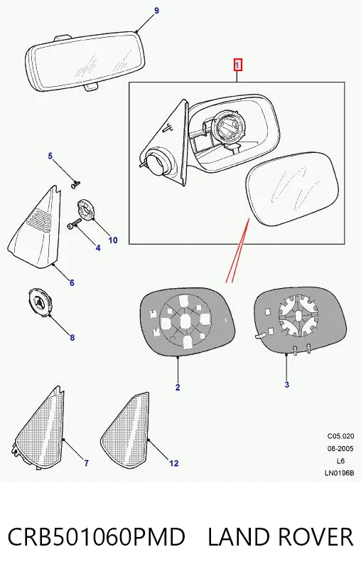  Espejo de retrovisor izquierdo Land Rover Freelander 1