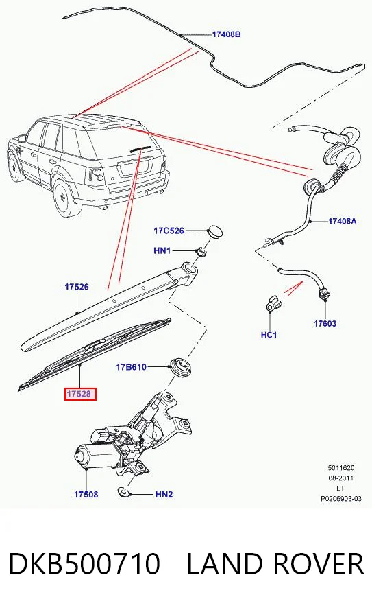 DKB500710 Land Rover Limpiaparabrisas trasero