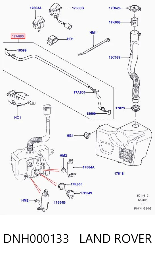 DNH000133 Land Rover Manguera lavaparabrisas