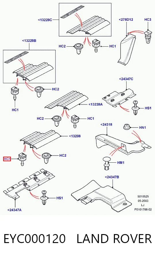 EBC9631 Jaguar Clips de montaje parachoques delantero