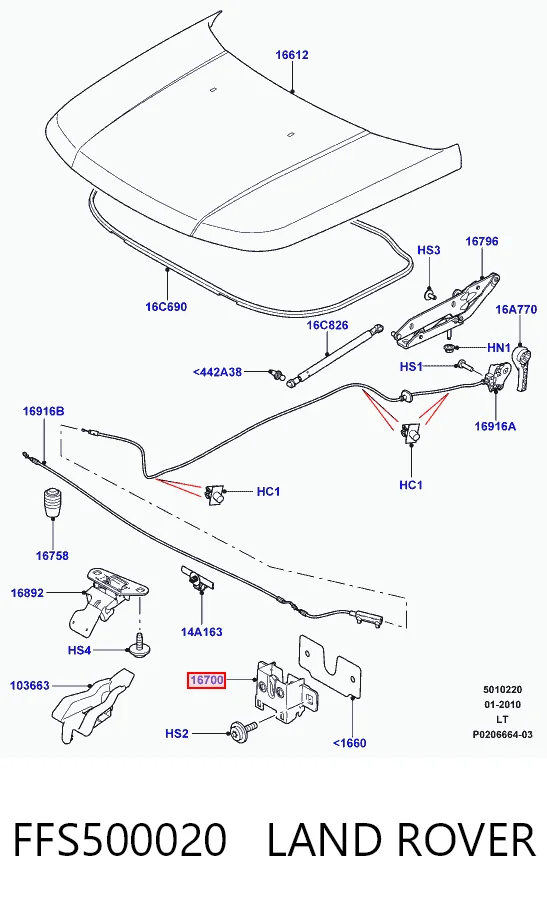 LR173840 PLUS AFTERMARKET Cerradura de Capot