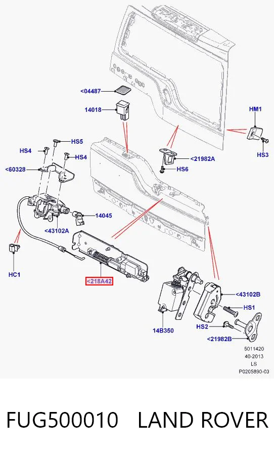 FUG500010 Land Rover Motor de apertura/cierre del cierre del maletero (puerta trasera 3/5)