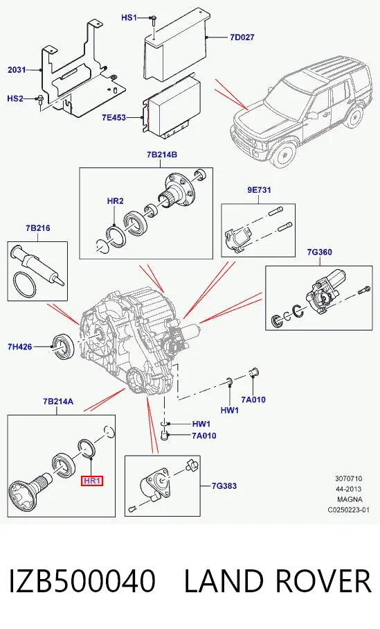 Retén de salida delantero de la caja de transferencia IZB500040 LAND ROVER