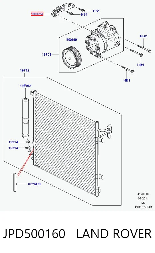 Soporte del compresor de aire acondicionado JPD500160 LAND ROVER