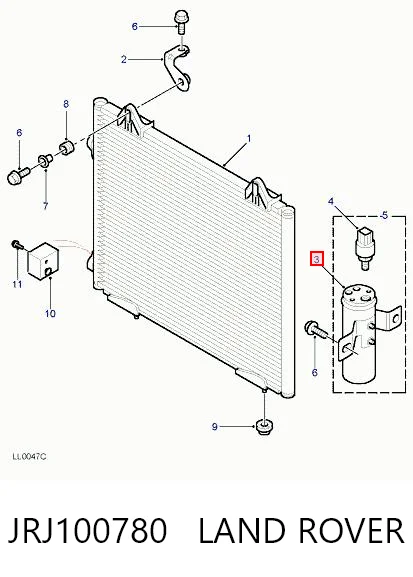 Recibidor-secador del aire acondicionado JRJ100780 LAND ROVER
