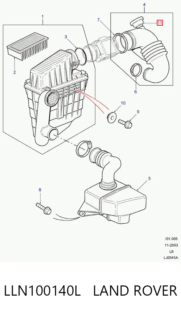 Separador de aceite del sistema de ventilación del cárter LLN100140L LAND ROVER