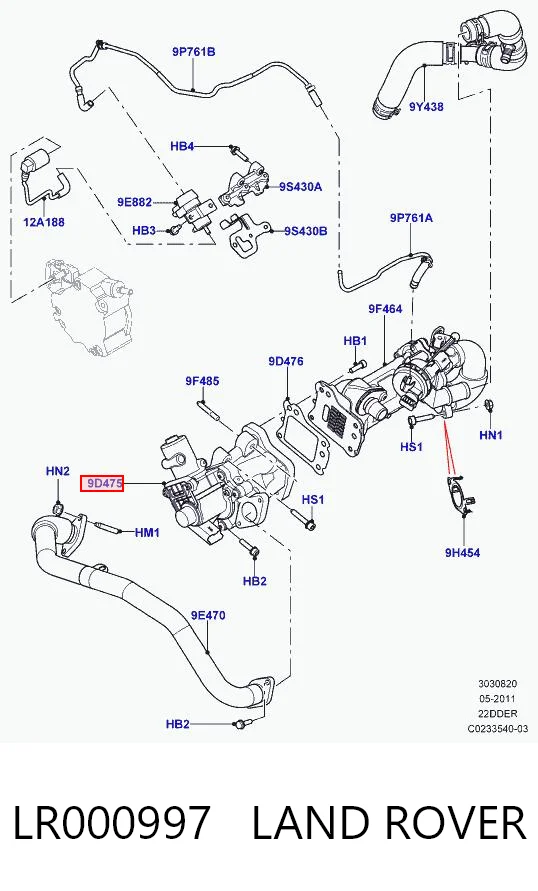 LR000997 Land Rover Válvula EGR