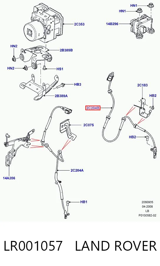 LR001057 Land Rover Sensor de freno, trasero