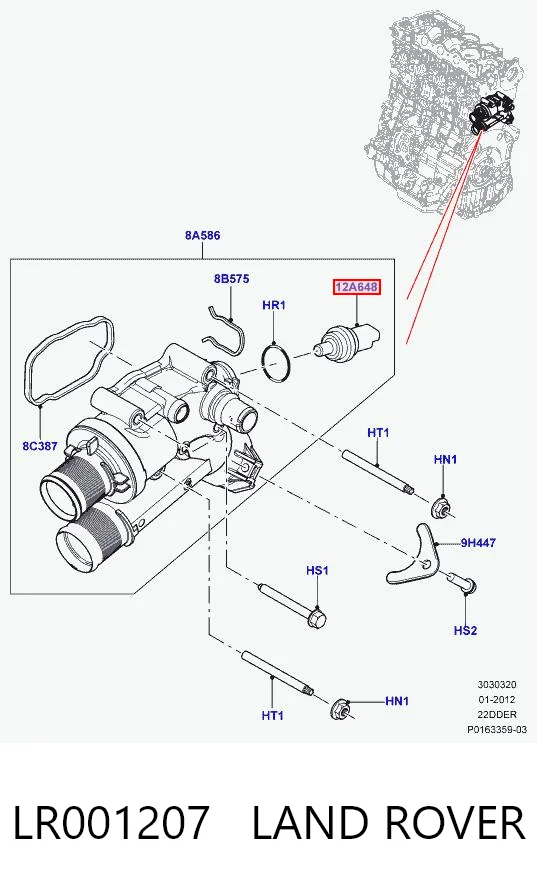 Sensor de temperatura del líquido refrigerante LR001207 LAND ROVER