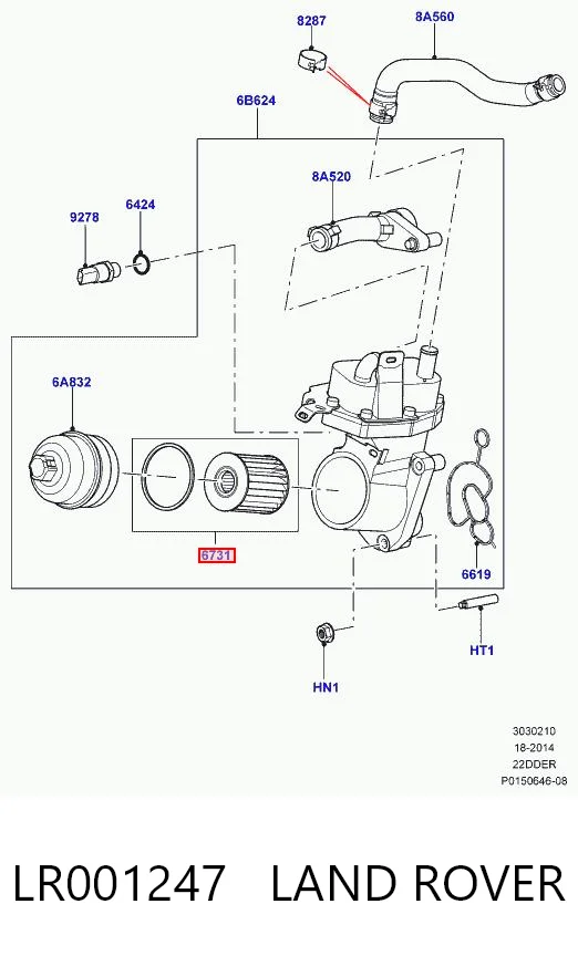 LR001247 Land Rover Filtro aceite