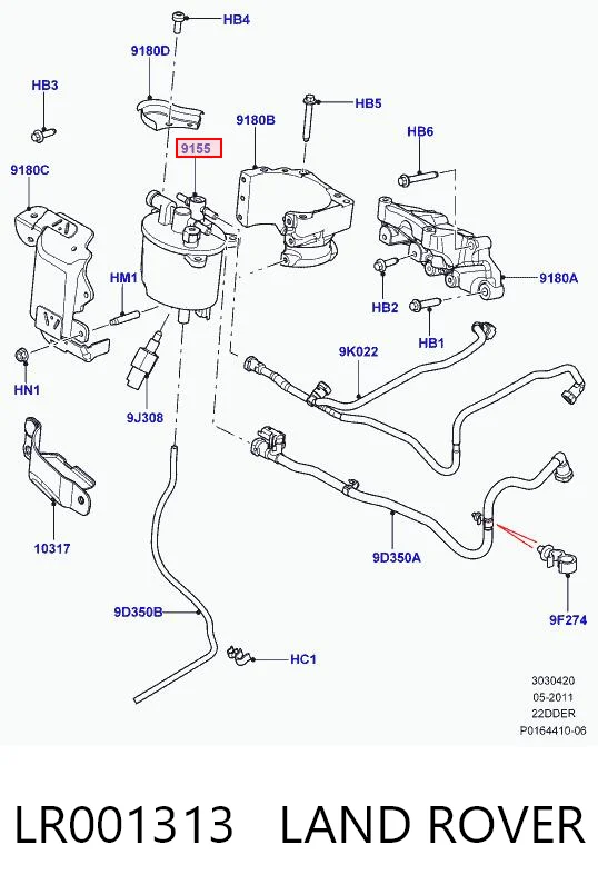 LR001313 Land Rover Filtro de gasolina