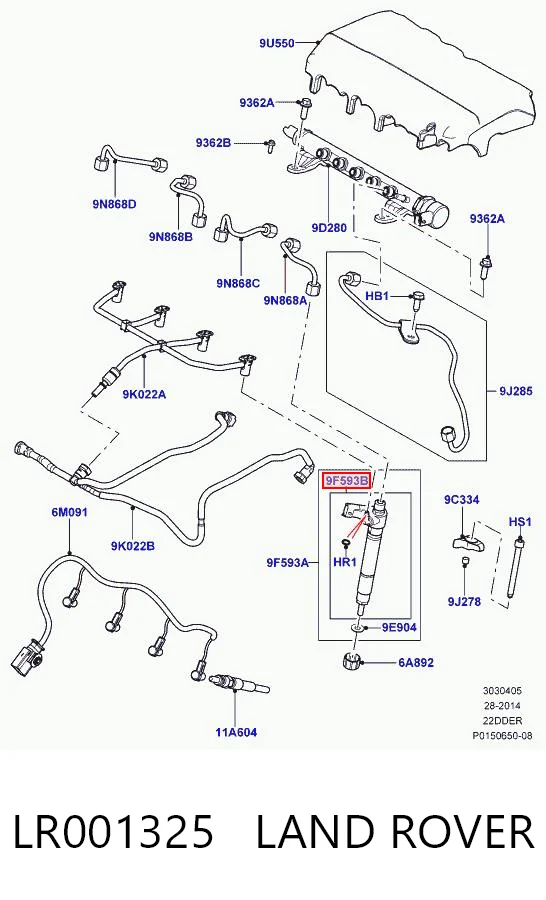 LR001325 Land Rover Inyector de combustible