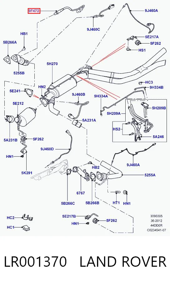 LR001370 Land Rover Sonda lambda (NOx, O2)
