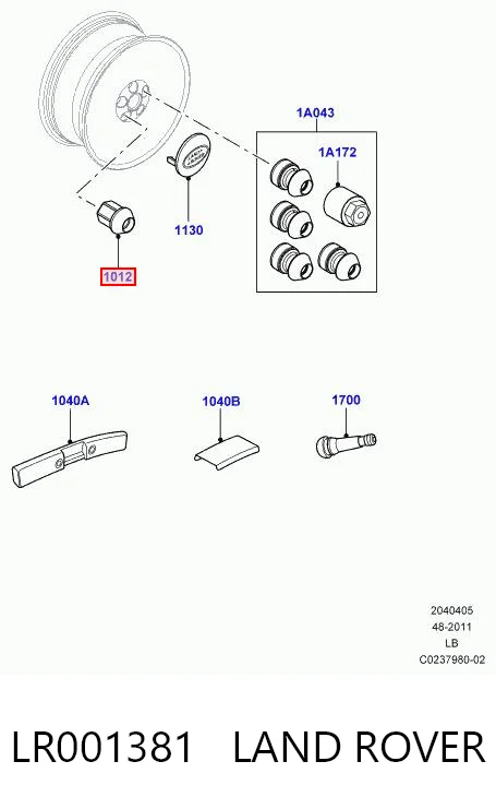 LR001381 Land Rover Perno de rueda