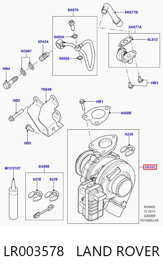 LR003578 Land Rover Turbo para motor