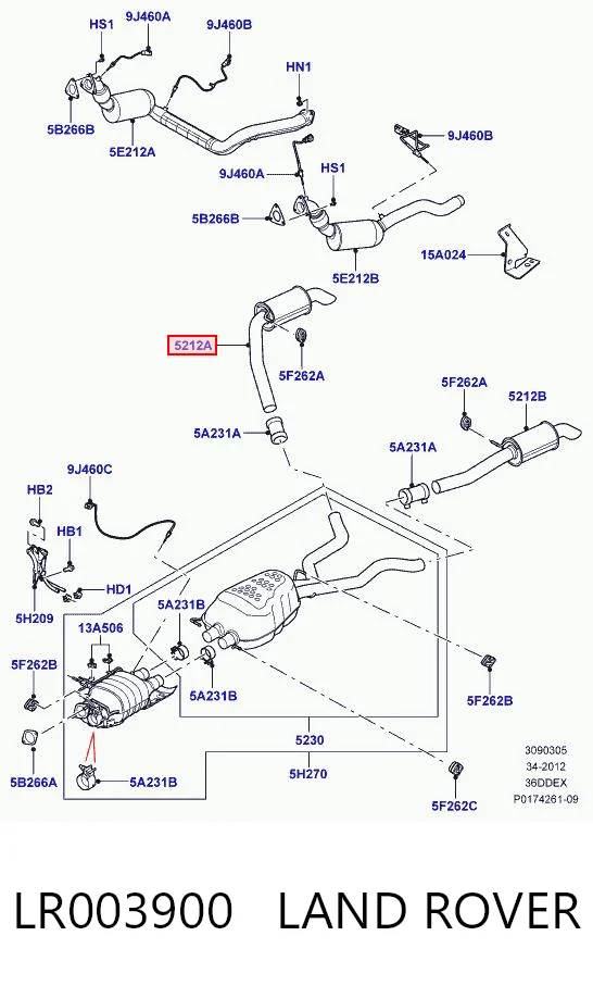 Silenciador trasero para Land Rover Range Rover L320