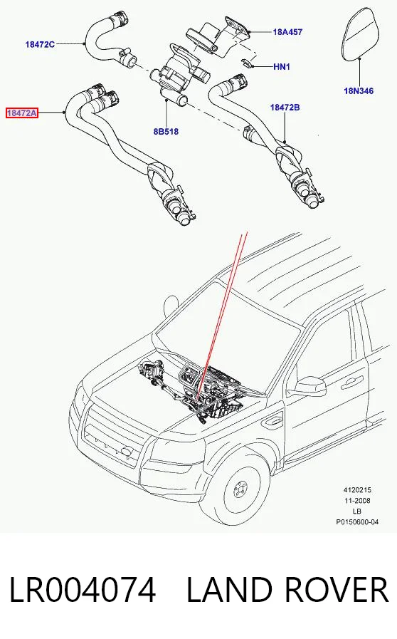 Manguera doble del radiador de la calefacción 6G9118C266CG Land Rover