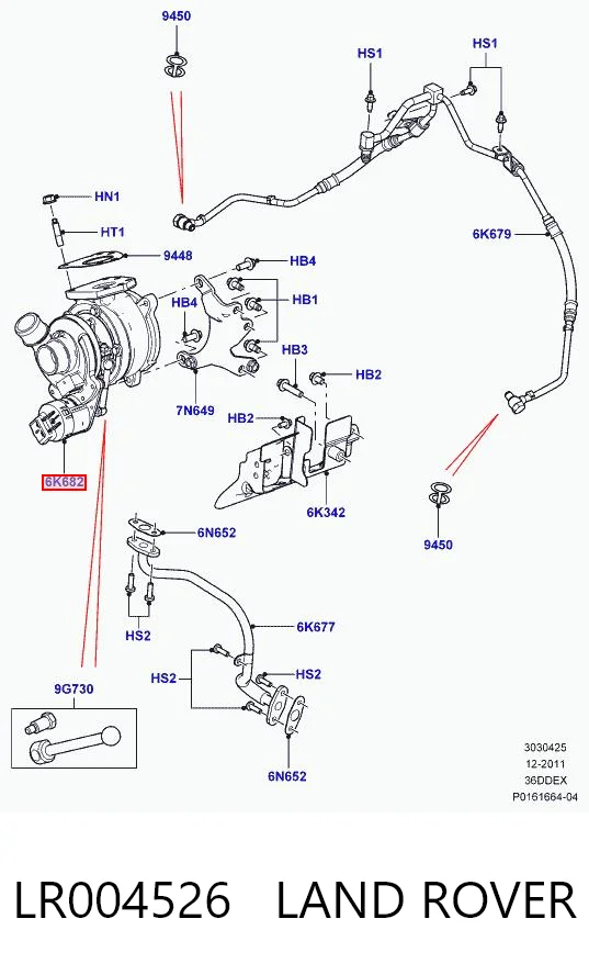 LR004526 Land Rover Turbo para motor