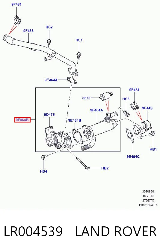 Enfriador de recirculación de gases de escape EGR LR004539 LAND ROVER