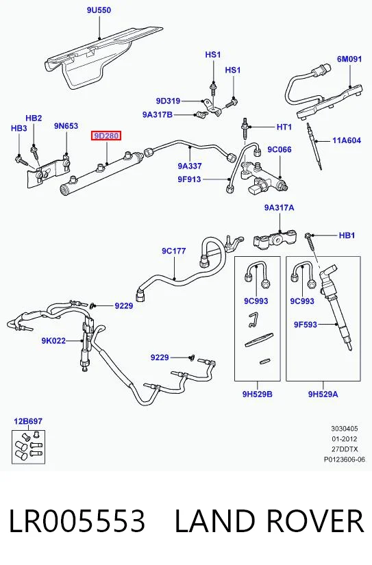 Rampa de combustible izquierda LR005553 LAND ROVER