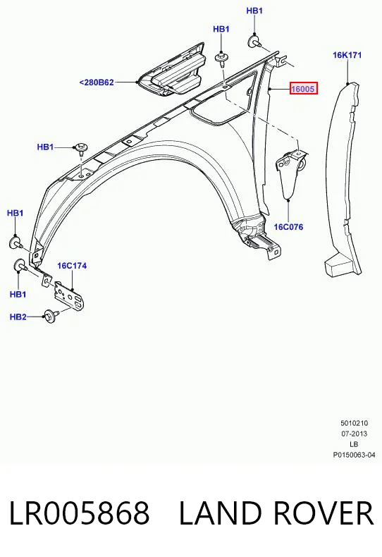 LR005868 Land Rover Aleta delantera izquierda