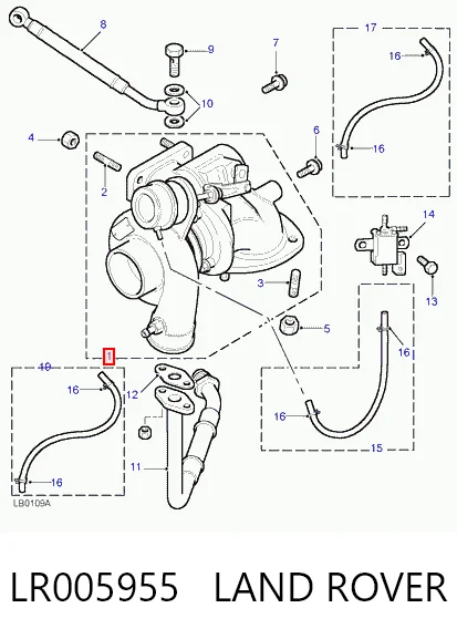 LR005955 Land Rover Turbo para motor