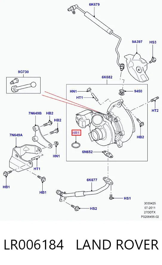 LR006184 Land Rover Junta de manguera de drenaje de aceite de turbina
