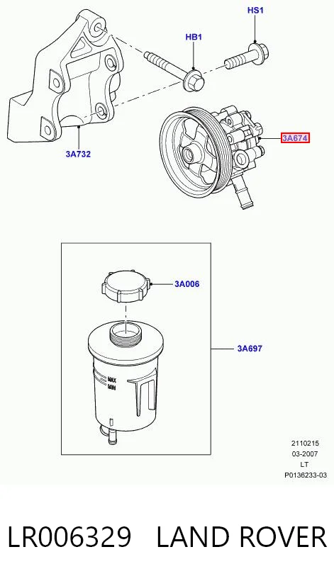 LR006329 Land Rover Bomba hidráulica de dirección