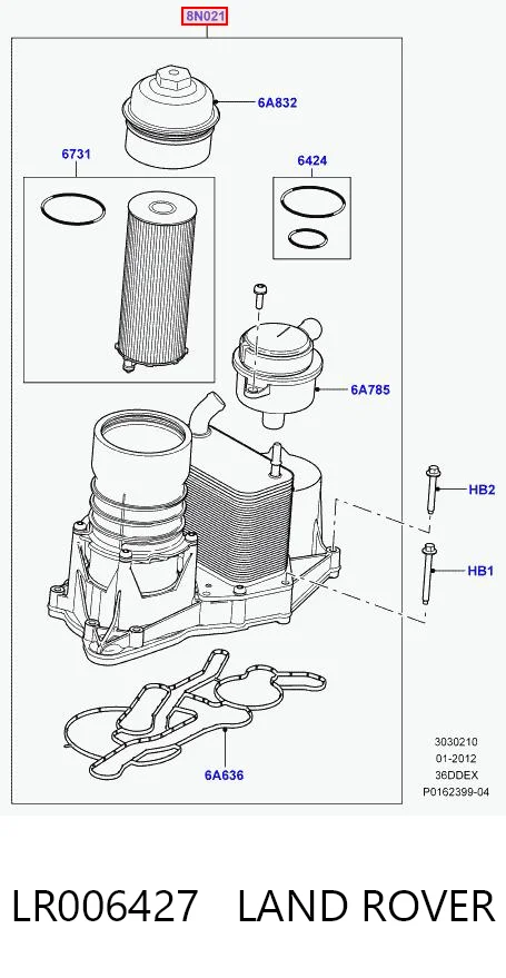 LR006427 Land Rover Portafiltro de aceite