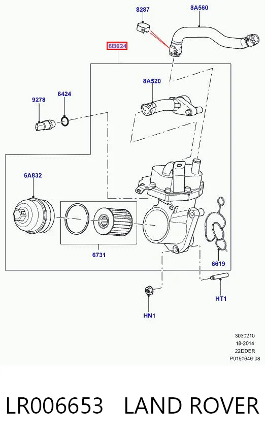 LR006653 Land Rover Portafiltro de aceite