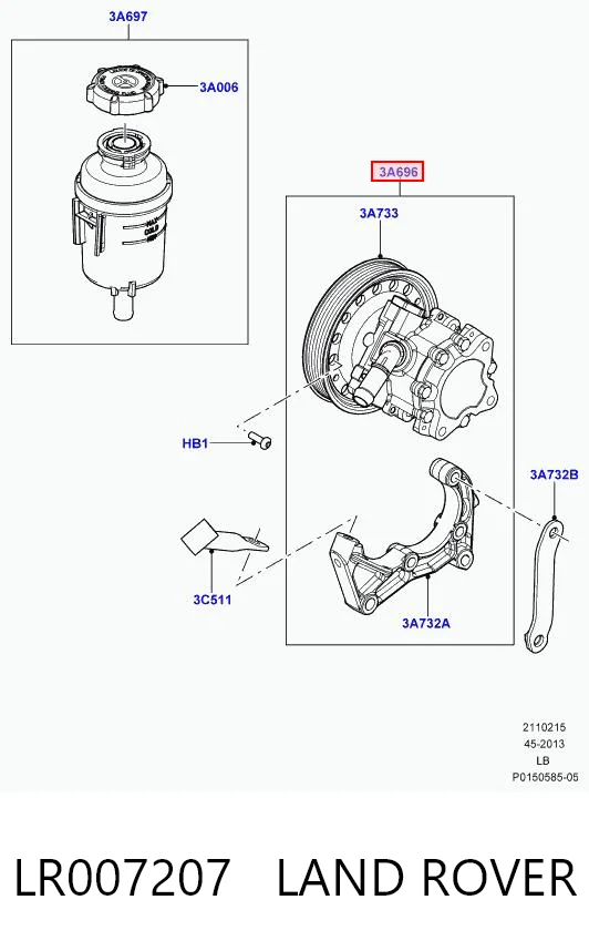 LR007207 Land Rover Bomba hidráulica de dirección