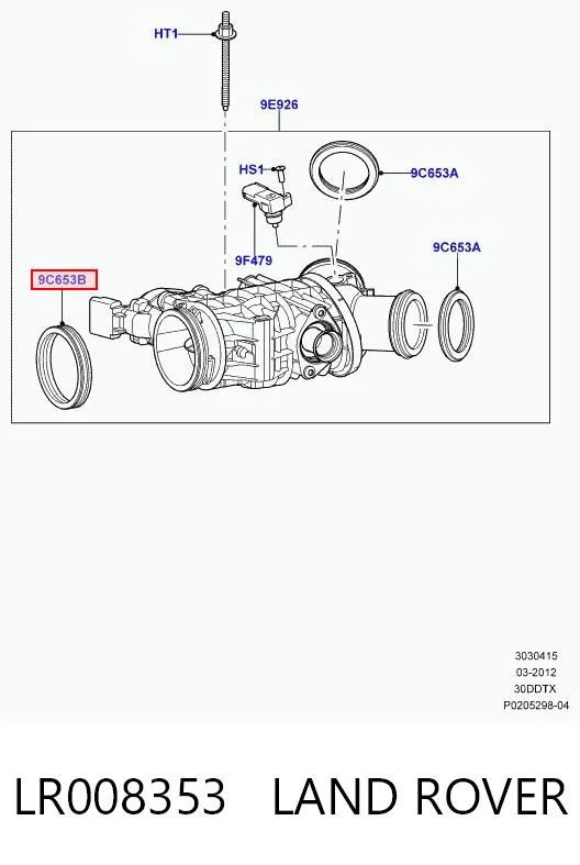 LR008353 Land Rover Junta del cuerpo de mariposa
