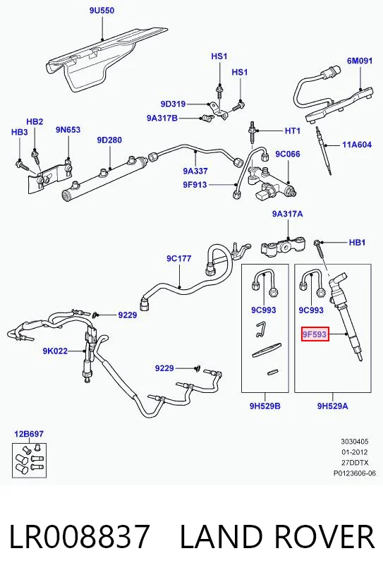 Inyector de combustible LR008837 LAND ROVER