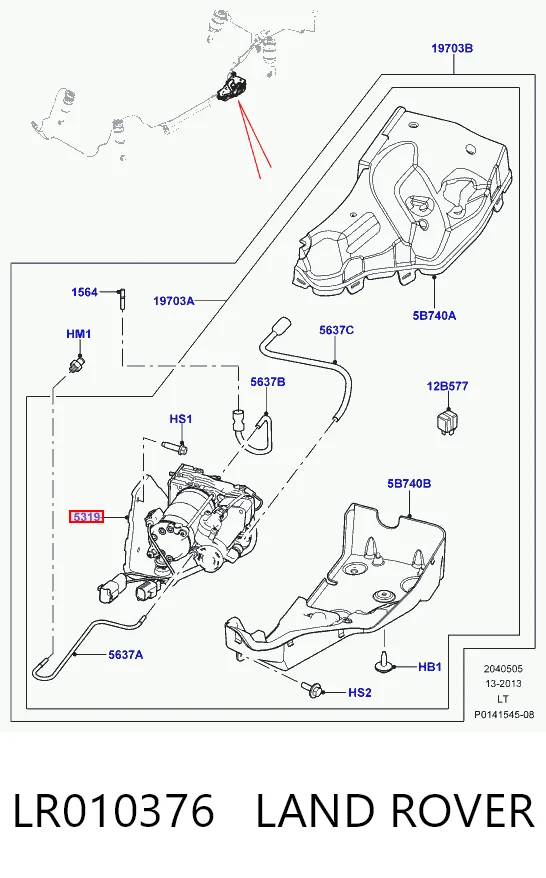 LR010376 Land Rover Compresor de suspensión neumática