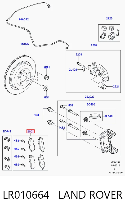 Pastillas de freno traseras de disco LR010664 LAND ROVER
