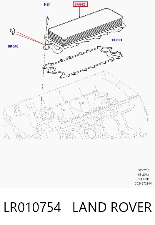 LR010754 Land Rover Radiador de aceite