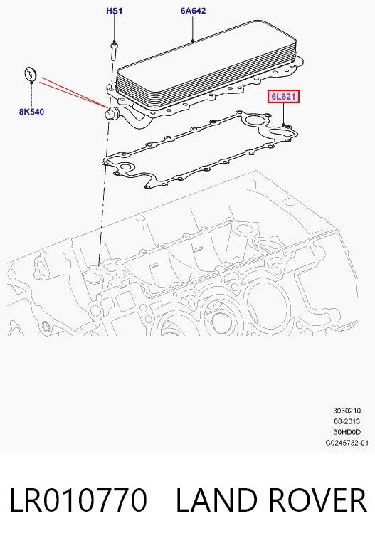 LR010770 Land Rover Junta de radiador de aceite