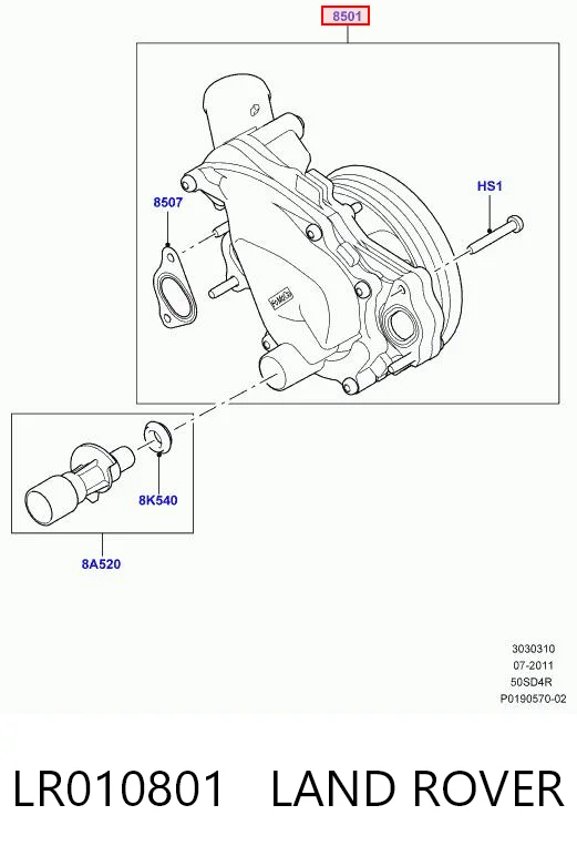 LR010801 Land Rover Bomba refrigerante coche