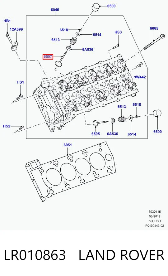 LR010863 Land Rover Válvula de admisión