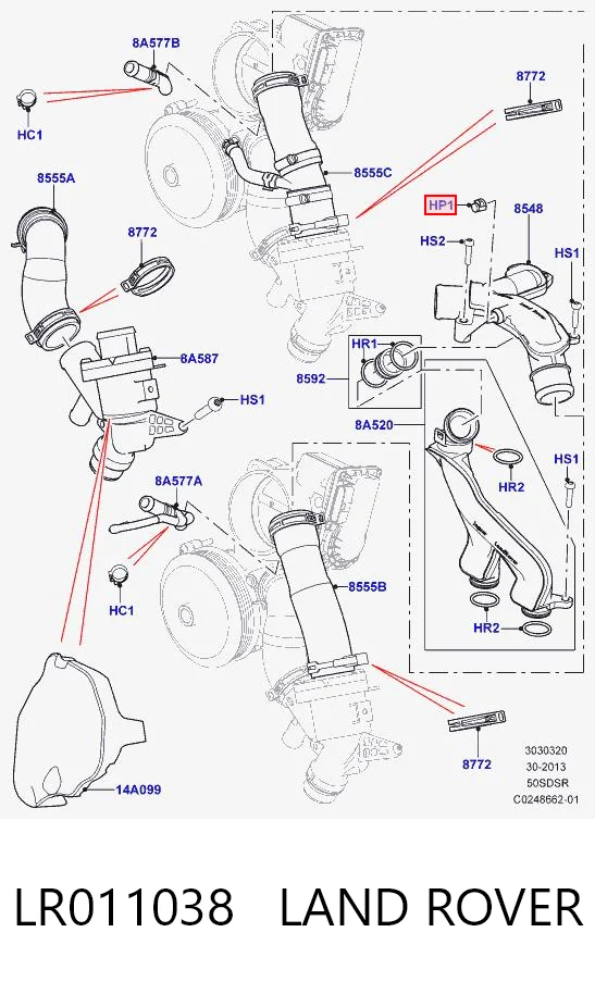 LR011038 Land Rover Válvula de purga de aire del sistema de refrigeración