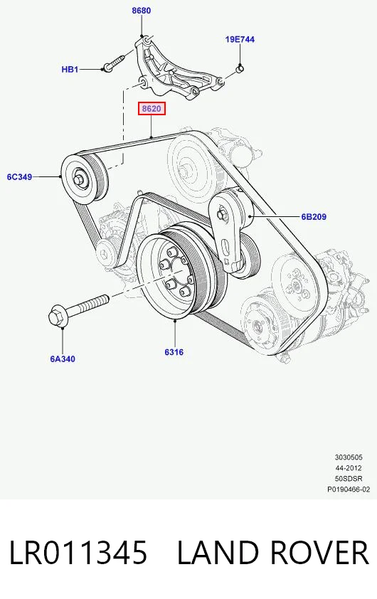 LR011345 Land Rover Correa poly v
