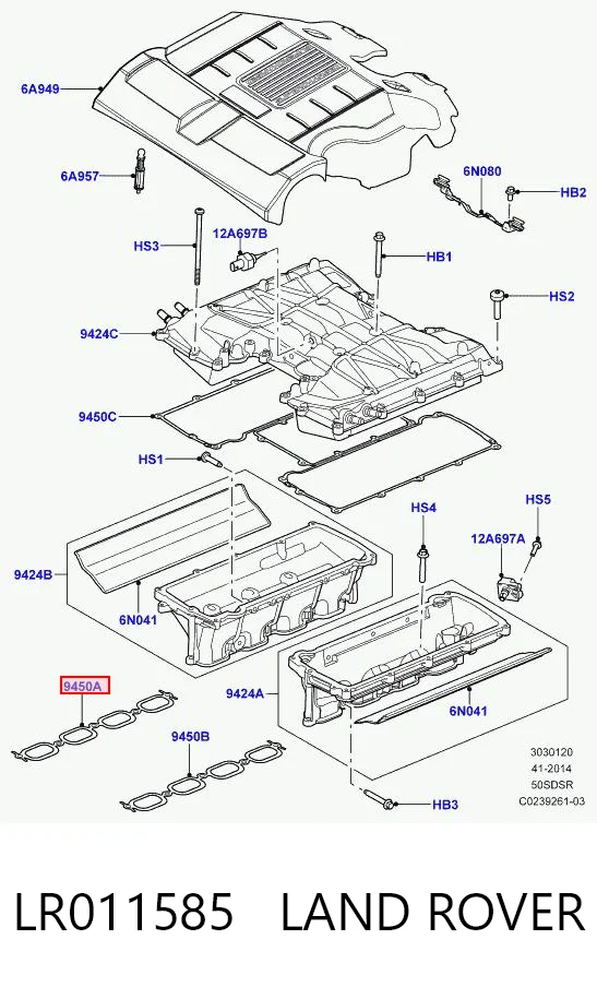 Junta del colector de admisión derecha para Land Rover Range Rover III L322