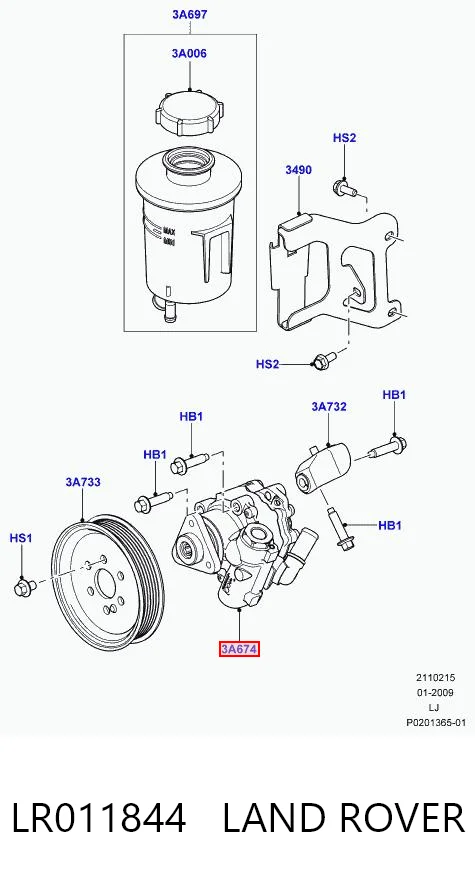 LR011844 Land Rover Bomba hidráulica de dirección