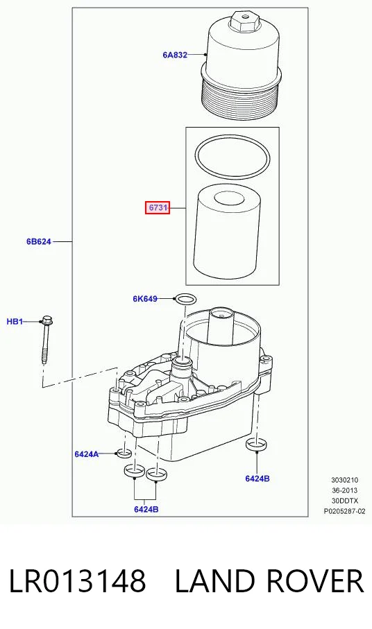 LR013148 Land Rover Filtro aceite