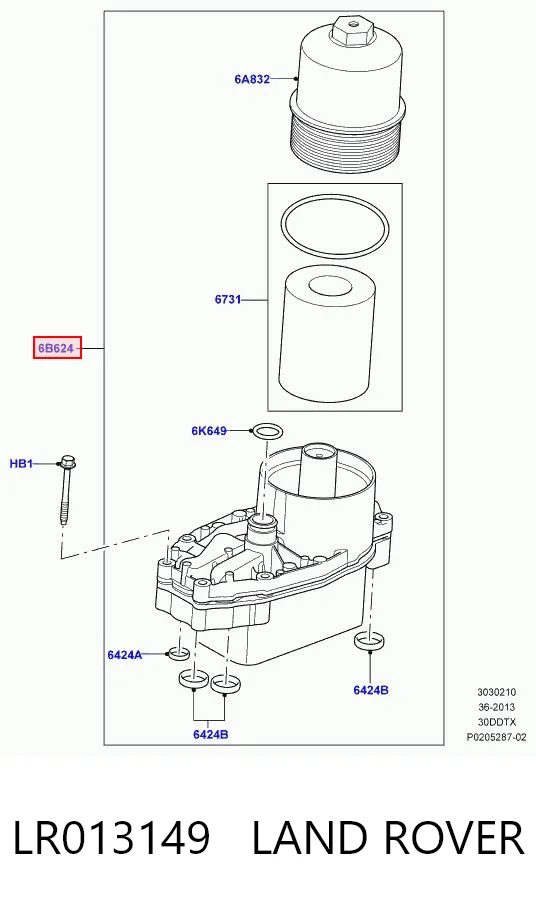 LR013149 Land Rover Portafiltro de aceite