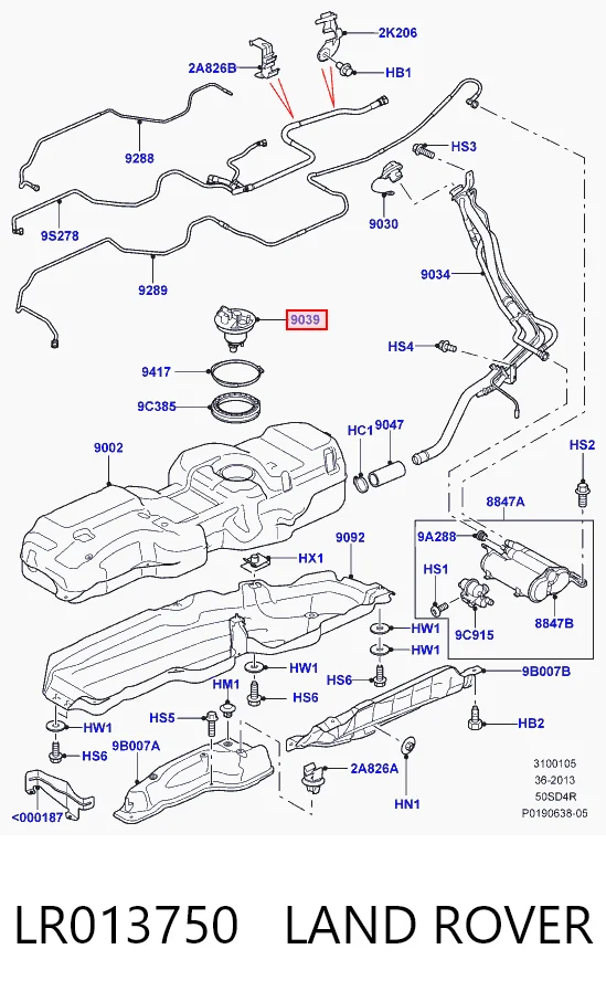 LR013750 Land Rover Tapa tanque combustible