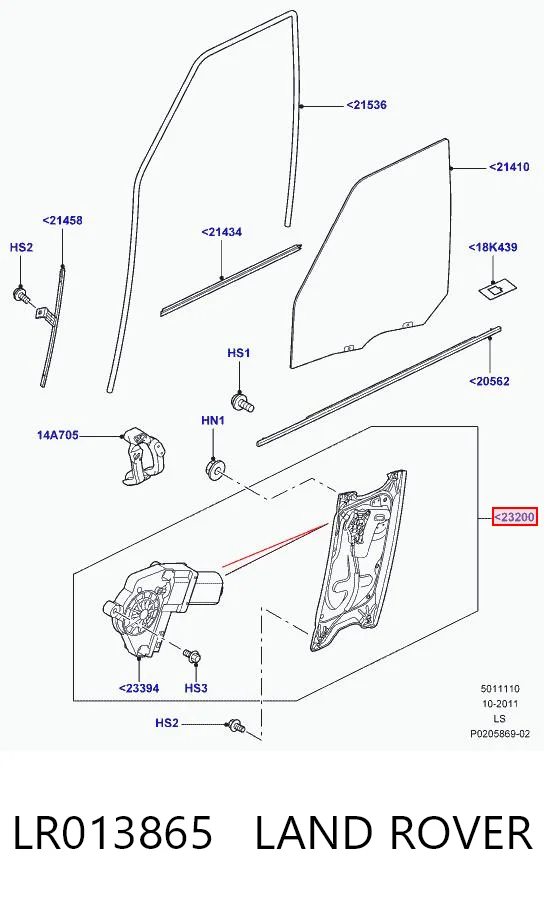 Mecanismo levanta, puerta delantera derecha Land Rover Discovery IV (2009-2018)
