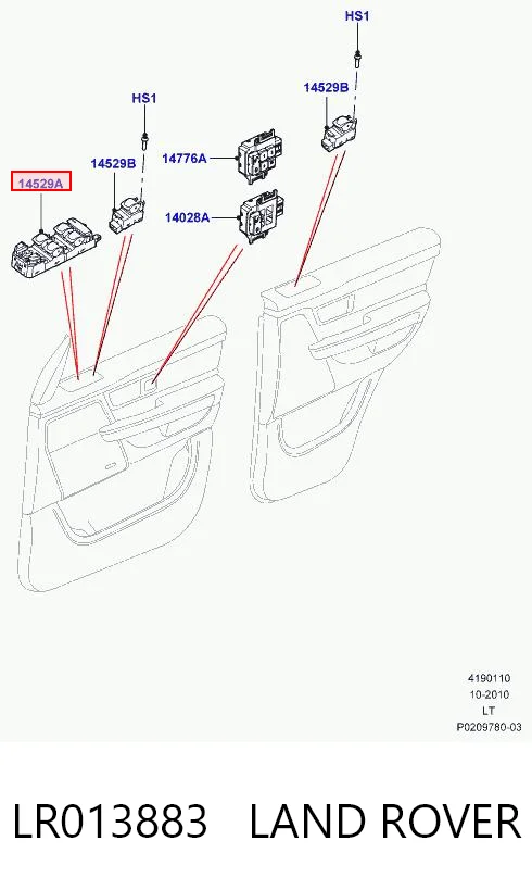 LR013883 Land Rover Unidad de control de elevalunas delantera izquierda
