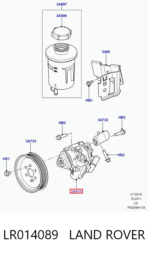 LR014089 Land Rover Bomba hidráulica de dirección